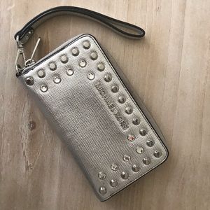 Michael Kors Silver Studded Clutch